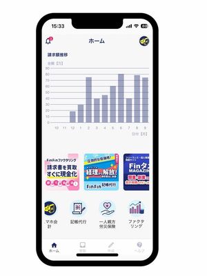 会計バンクが運営する「スマホインボイスFinFin」の画面