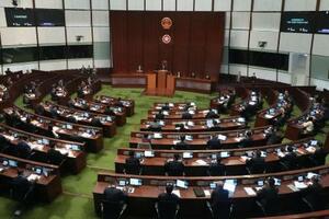 香港立法会の本会議=1月、香港(共同)
