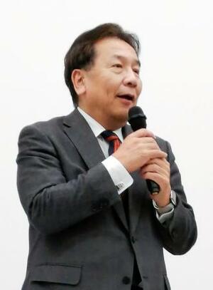 さいたま市で講演する立憲民主党の枝野元代表=20日午後