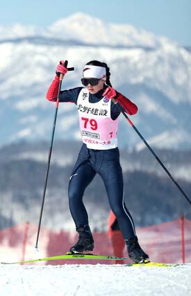 女子３キロフリー　１５位の松澤にこり（糸魚川東）＝長野県野沢温泉村