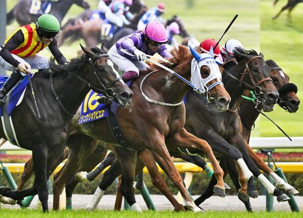第８７回オークスを制した今村聖奈騎乗のジュウリョクピエロ（左から２頭目）＝東京競馬場