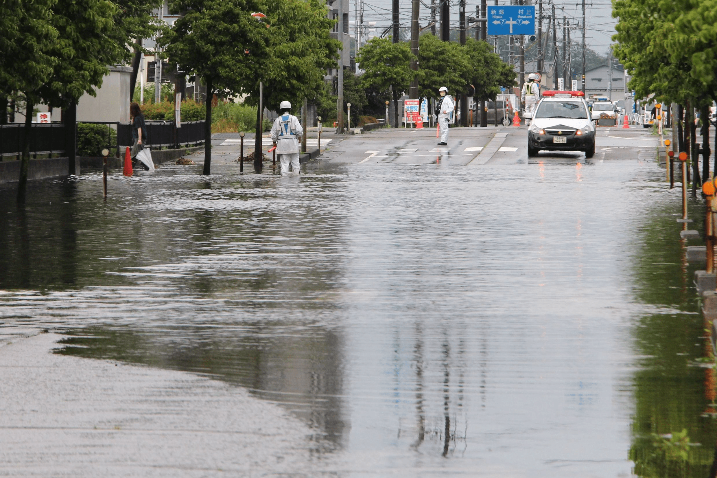 下越大雨 新発田の道路冠水 排水機場落雷被害も影響 新潟日報デジタルプラス