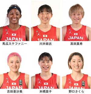 馬瓜ステファニー、川井麻衣、高田真希、吉田亜沙美、本橋菜子、野口さくら(JBA提供)
