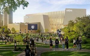 プロバスケットボールチーム「アルティーリ千葉」の新たな本拠地として千葉市美浜区の幕張新都心に建設予定の新アリーナのイメージ