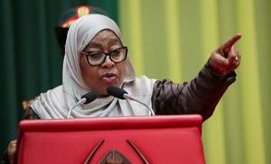 　タンザニアのサミア大統領＝２日、ダルエスサラーム（ロイター＝共同）