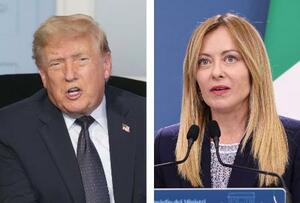 トランプ米大統領(AP=共同)、イタリアのメローニ首相