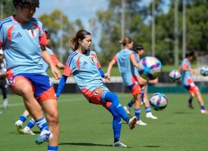 　オーストラリア戦に向け最終調整する長谷川（左から２人目）ら＝シドニー（共同）