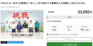 町内初の農業法人「ファーム天領」への寄付を募っている専用サイト