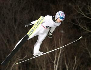 男子ラージヒル 清水礼留飛(雪印メグミルク)の1回目=大倉山ジャンプ競技場