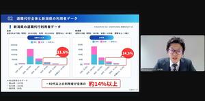 離職の傾向についてオンラインセミナーで話す谷本慎二さん=3月19日