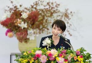 　国際園芸博覧会の政府出展起工式であいさつする高市首相＝２日午後、横浜市