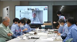 ウェブ会議システムで魚沼市などとつないだ土砂災害の防災訓練=新潟県湯沢町神立
