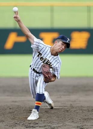 五泉－帝京長岡　帝京長岡の先発・中田凰太＝三条パール金属スタジアム