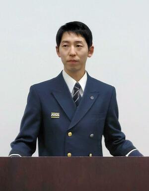 最優秀賞に選ばれた新潟市消防局の大平紘史さん=新潟市中央区の市消防局