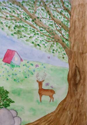 コンクールの絵画部門で最優秀賞に輝いた鈴木さくらさんの作品