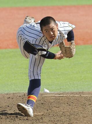 帝京長岡の先発武田晄樹＝エコスタ