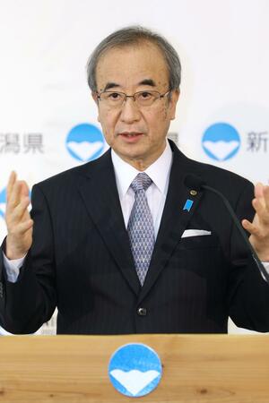 5月の知事選に3選を目指し出馬すると正式に表明した花角英世知事=18日、県庁