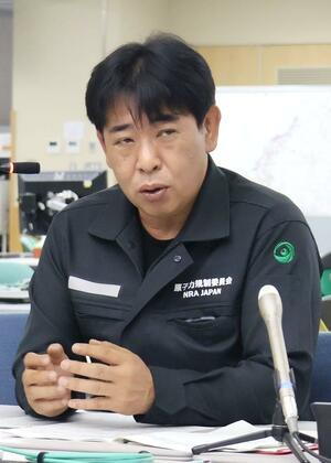 東京電力への追加検査で、是正策の確認で検査が続いているとした伊藤信哉所長=26日、柏崎市の原子力規制庁柏崎刈羽原子力規制事務所