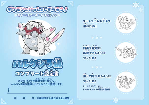 「スノーボード経験者：ハルクジラ級」レベルアップシート