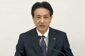 オンラインで記者会見するパナソニックHDの和仁古明取締役