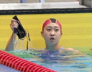 女子100メートル平泳ぎで4位に入った小山風香(柏崎翔洋中教校)=佐賀市(写真映像部・富山翼)