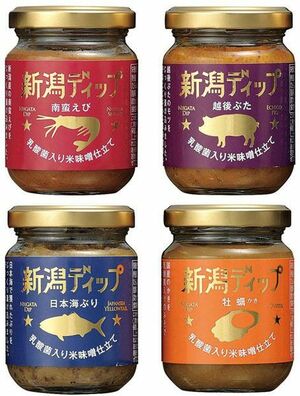 エビやブリなど四つの味を展開する「新潟ディップ」
