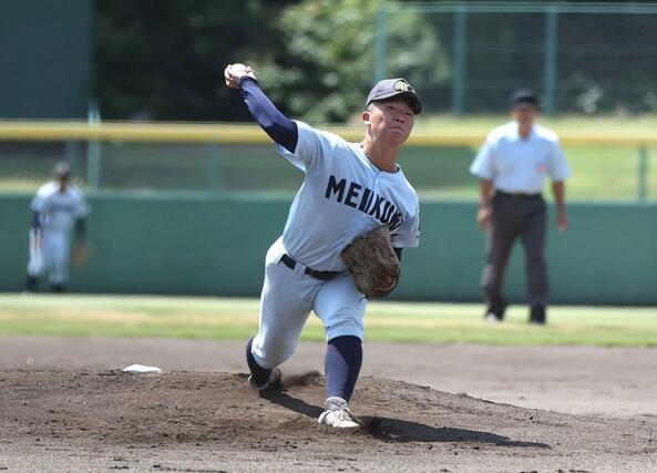 村上桜ケ丘－新潟明訓　先発した新潟明訓のエース田村洸太郎＝新発田市五十公野