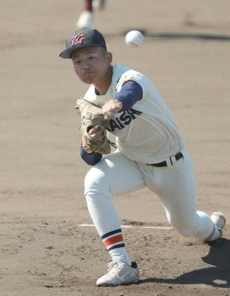 加茂－開志学園　開志学園の先発馬場恵悟＝みどりと森の運動公園野球場