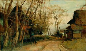 小山正太郎《濁醪療渇黄葉村店》1889年(明治22)、油彩/カンヴァス、63.6 x 105.7 cm、ポーラ美術館