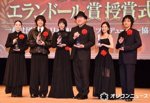 2026年「第50回 エランドール賞」授賞式に登壇した（左から）高石あかり、松村北斗、夏帆、佐藤二朗、芳根京子、岡山天音 （C）ORICON NewS inc.