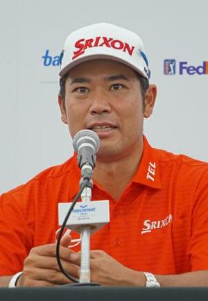 新規大会を前に記者会見する松山英樹=横浜CC