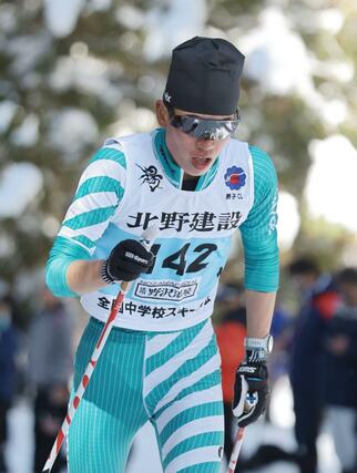 男子５キロクラシカル　２位に入った我田平（塩沢）＝長野県野沢温泉村（写真映像部・伊藤駿平）