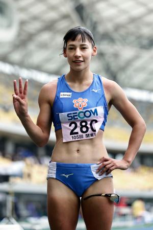 女子400メートルで3連覇した青木アリエ=カンセキスタジアムとちぎ