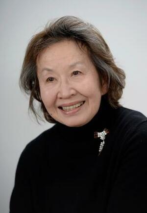 　インタビューに答える池田昌子さん＝２０１６年１月、東京・汐留