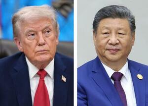 トランプ米大統領(AP=共同)と中国の習近平国家主席(タス=共同)