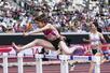日本選手権の女子100メートル障害予選で力走する中島ひとみ=7月5日、東京・国立競技場