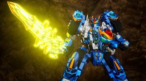 日本オリジナル主人公・レクスブレイド。アニメ『トランスフォーマー ワイルドキングW(ダブル)』より (C)TOMY
