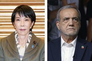高市早苗首相、イランのペゼシュキアン大統領(ゲッティ=共同)