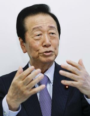 インタビューに答える中道改革連合の小沢一郎元衆院議員