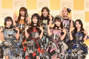 『第76回NHK紅白歌合戦』出場歌手発表会見に登壇したCANDY TUNE（前列左から）福山梨乃、立花琴未、村川緋杏、桐原美月（後列左から）南なつ、小川奈々子、宮野静 （C）ORICON NewS inc.