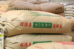 佐渡産コシヒカリが並ぶ店頭=新潟市中央区