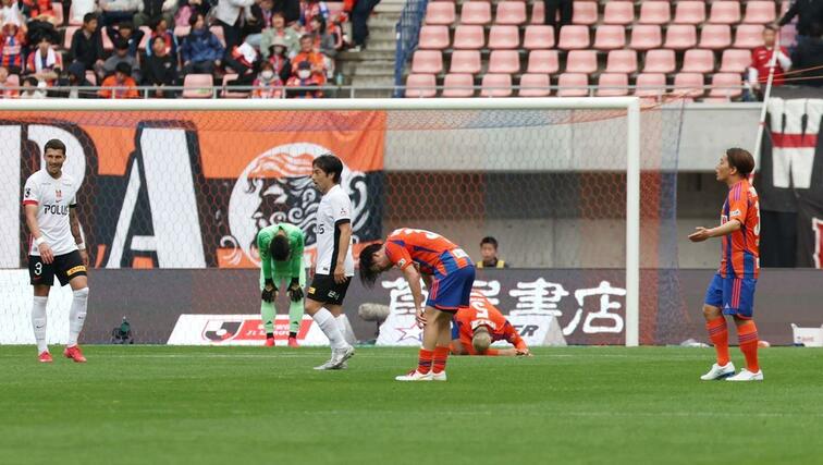 先制するも同点にされ試合終了を迎えた新潟=デンカビッグスワン