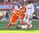 新潟-名古屋 前半35分、新潟のMF太田が決めて先制。喜ぶ太田=デンカビッグスワン