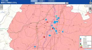国交省が公開を検討する、浸水地域がリアルタイムに分かる地図の画面(国交省提供)