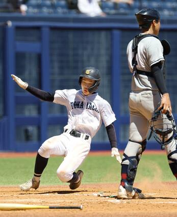 十日町ー関根学園　３回十日町２死二塁、庭野貫太の適時打で二走小林亮太が生還し、１－１＝ハードオフ・エコスタジアム