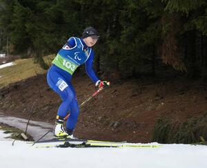 女子２０キロ立位　力走する出来島桃子選手＝テーゼロ（共同）