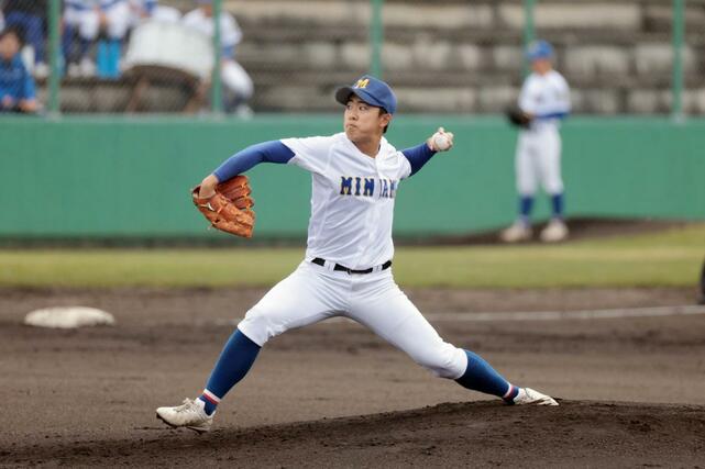 日本文理－新発田南　新発田南の先発伊藤渉世＝新発田市五十公野運動公園野球場