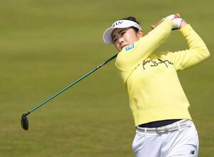ゴルフのAIG全英女子オープンを制した山下美夢有=3日、英西部ウェールズのロイヤルポースコールGC(共同)