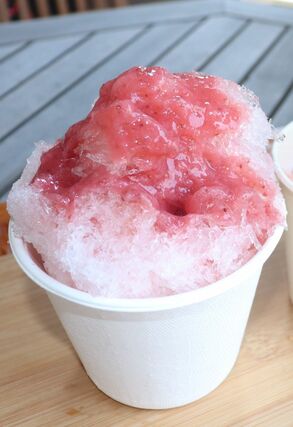 規格外の越後姫を使ったかき氷=新潟市東区