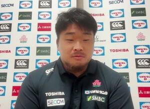 オンラインで記者会見するラグビー日本代表の紙森=7日